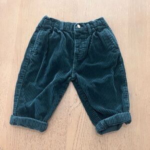 Vintage toddlers green corduroy pants classic fit with pleats 18 months cotton